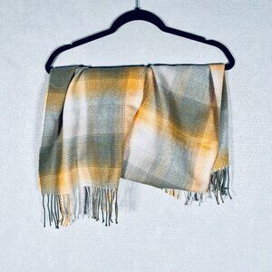 Cashmere Scarf Mens Multicolor Plaid Rectangular Fringe England